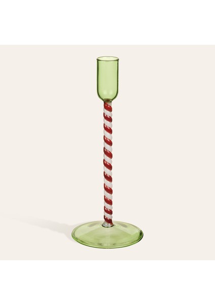 Henan Borosilikat Cam Şamdan 22 cm Kırmızı