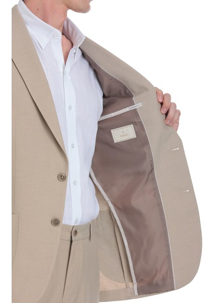 Vizon Slim Fit Mono Yaka Keten Takım Elbise