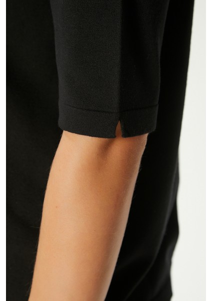 Viscose Doku Next Premium Selection Siyah Yarım Kol Triko Kazak