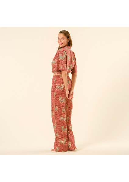 Gaya El Baskısı Pantolon - Kırmızı fırsatları