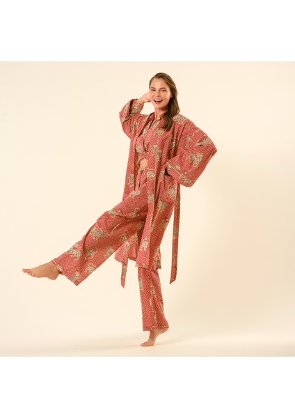 Gaya El Baskısı Pantolon - Kırmızı indirimleri