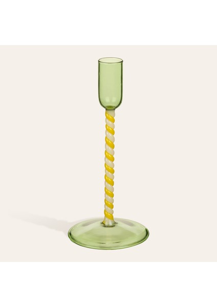 Henan Borosilikat Cam Şamdan 19 cm Sarı