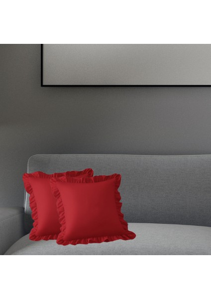 Modern Fırfırlı Fermuarlı Kırlent Kılıfı 45X45 cm 2 Adet