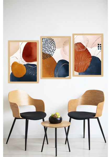🔶 Geometrik ve Renkli Soyut Sanat Desenli 3’lü Tablo Seti – Çerçeve Görünümlü 🌟 CRVS1127 13 x 17 modelleri
