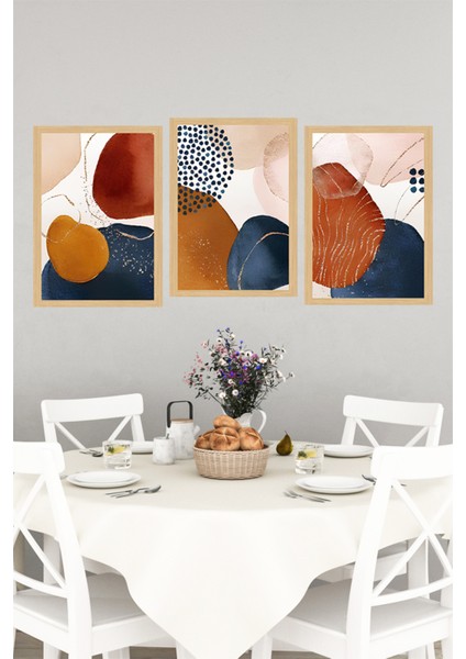 🔶 Geometrik ve Renkli Soyut Sanat Desenli 3’lü Tablo Seti – Çerçeve Görünümlü 🌟 CRVS1127 13 x 17 indirimleri