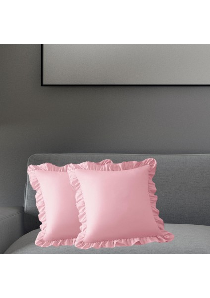 Modern Fırfırlı Fermuarlı Kırlent Kılıfı 45X45 cm 2 Adet