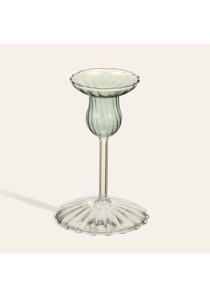 Henan Borosilikat Cam Şamdan 12 cm Yeşil