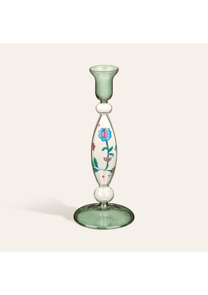 Henan Borosilikat Cam Şamdan 22 cm Yeşil