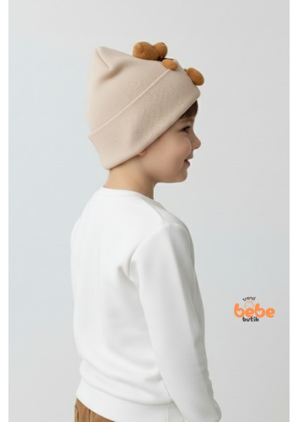 Peluş Ayıcık Figürlü Triko Bere | Erkek Çocuk Kışlık Şapka | Sıcak Tutan Yumuşak Pamuklu Triko Bere fiyatları