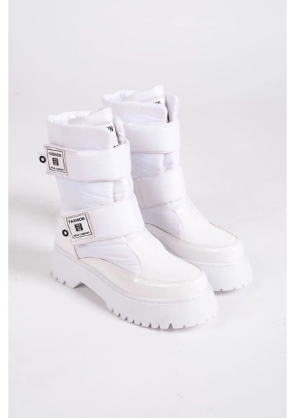 Elısa Cırt Cırtlı Paraşüt Kumaş Rugan Kadın Bot Bt - Beyaz fırsatları