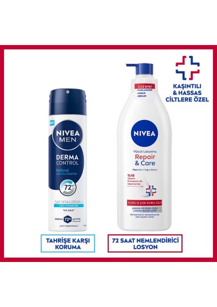 Men Erkek Sprey Deodorant Derma Control Defend 150ML ve Repair&care Nemlendirici Vücut Losyonu