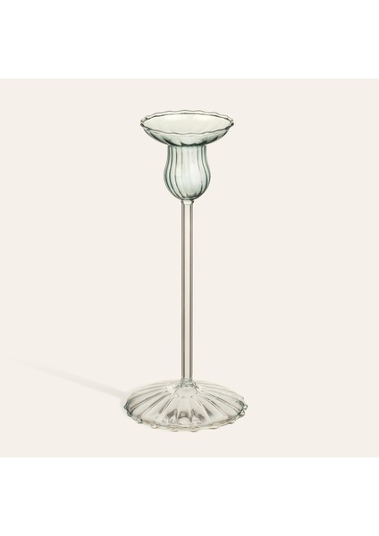 Henan Borosilikat Cam Şamdan 19 cm Yeşil