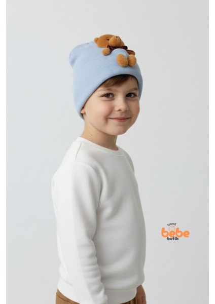 Peluş Ayıcık Figürlü Triko Bere | Erkek Çocuk Kışlık Şapka | Sıcak Tutan Yumuşak Pamuklu Triko Bere modelleri