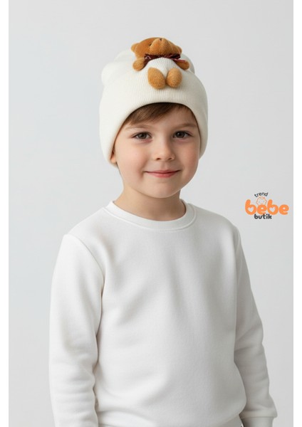 Peluş Ayıcık Figürlü Triko Bere | Erkek Çocuk Kışlık Şapka | Sıcak Tutan Yumuşak Pamuklu Triko Bere modelleri