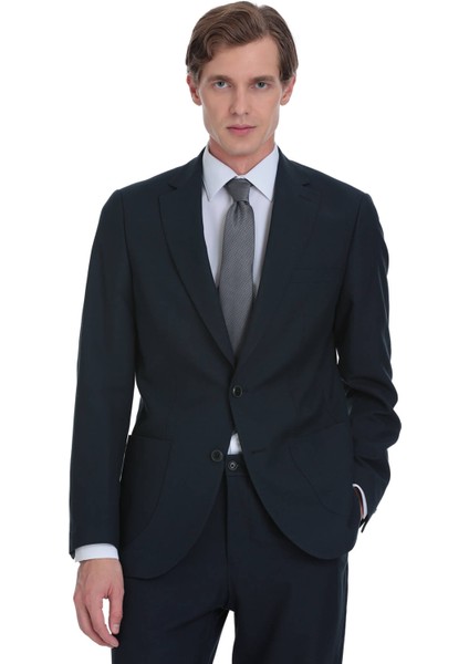 Lacivert Slim Fit Mono Yaka Keten Takım Elbise fiyatları