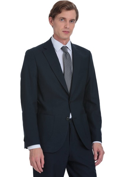 Lacivert Slim Fit Mono Yaka Keten Takım Elbise modelleri