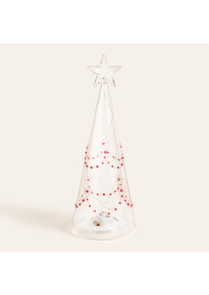 Henan Borosilikat Cam Dekoratif Aydınlatma 24 cm Şeffaf- Kırmızı