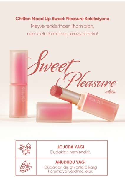 Yumuşak Dokulu, Hafif Mat Görünüm Sunan Ruj CLIO Chiffon Mood Lip (10 Fig Millefeuille)