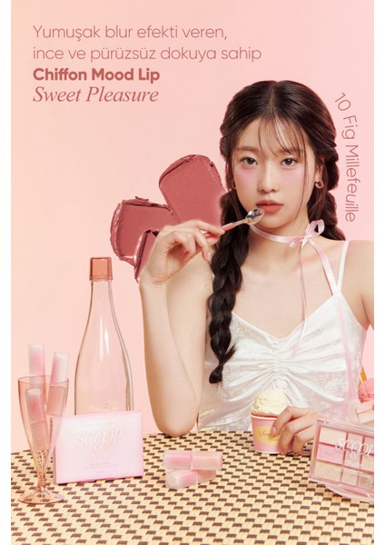 Yumuşak Dokulu, Hafif Mat Görünüm Sunan Ruj CLIO Chiffon Mood Lip (10 Fig Millefeuille)