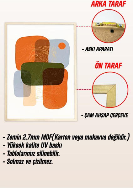 🌿 Modern Renkli Soyut Desenli Çerçeveli 3’lü Tablo Seti – 3 Ebat Seçeneği ile 🌟 CRV1137 23 x 32