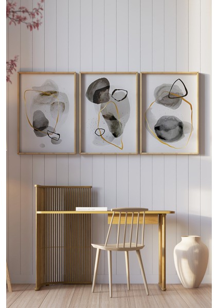 🖼️ Modern Soyut Sanatla Evinizi Güzelleştirin: Siyah-Gri-Turuncu Çerçeveli Tablo Seti🌿 CRV1136 23 x 32 fiyatları
