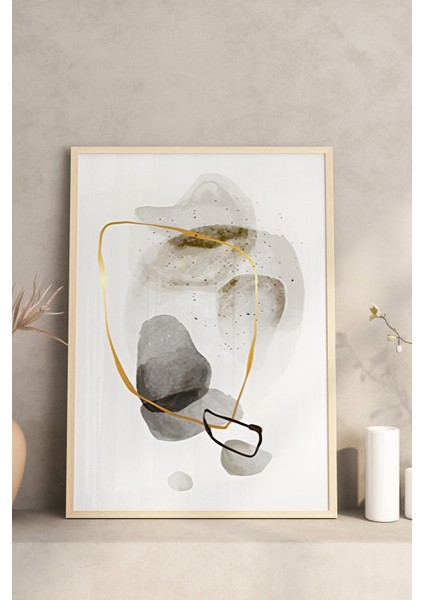 🖼️ Modern Soyut Sanatla Evinizi Güzelleştirin: Siyah-Gri-Turuncu Çerçeveli Tablo Seti🌿 CRV1136 23 x 32 modelleri