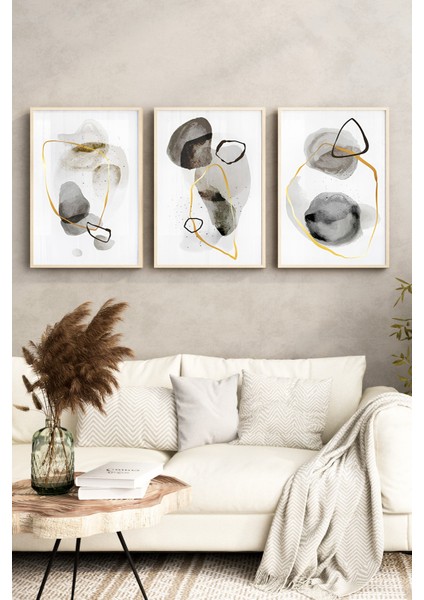 🖼️ Modern Soyut Sanatla Evinizi Güzelleştirin: Siyah-Gri-Turuncu Çerçeveli Tablo Seti🌿 CRV1136 23 x 32 fırsatları