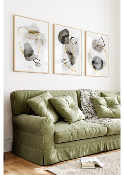 🖼️ Modern Soyut Sanatla Evinizi Güzelleştirin: Siyah-Gri-Turuncu Çerçeveli Tablo Seti🌿 CRV1136 23 x 32 indirimleri