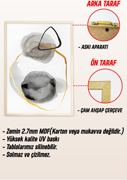 🖼️ Modern Soyut Sanatla Evinizi Güzelleştirin: Siyah-Gri-Turuncu Çerçeveli Tablo Seti🌿 CRV1136 23 x 32