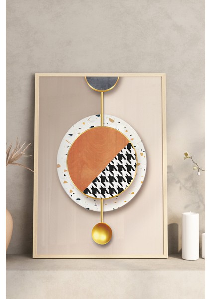 🌀 Modern Geometrik Formlar ve Doku Efektli 3’lü Çerçeveli Tablo Seti🌿 CRV1134 23 x 32 modelleri