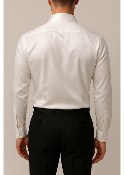 Slim Fit Uzun Kollu Kolay Ütü Teri Emen Nefes Alan Doku Kravatlık Dört Mevsim Beyaz Erkek Gömlek fiyatları