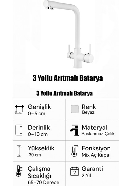 3 Yollu Arıtma Mutfak Eviye Bataryası Arıtmalı - 5 Yıl Garantili fırsatları