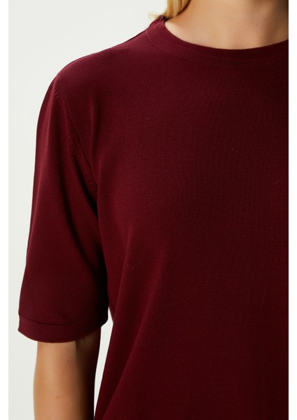 Viscose Doku Next Premium Selection Bordo Yarım Kol Triko Kazak modelleri