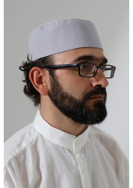 Elif Vav Nakışlı Kalıp Namaz Takkesi - Gri fiyatları