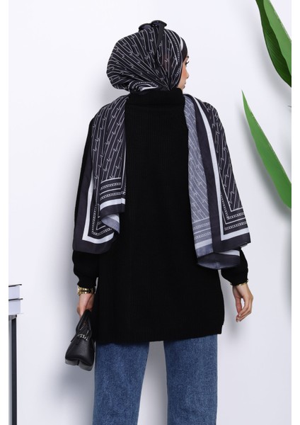 Siyah Selanik Örgülü Fermuarlı Triko Hırka fırsatları