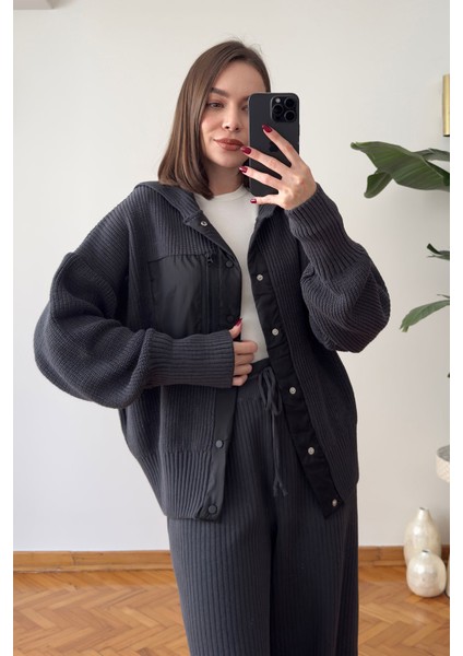 Premium Garnili Fermuarlı Triko Takım- Antrasit fiyatları