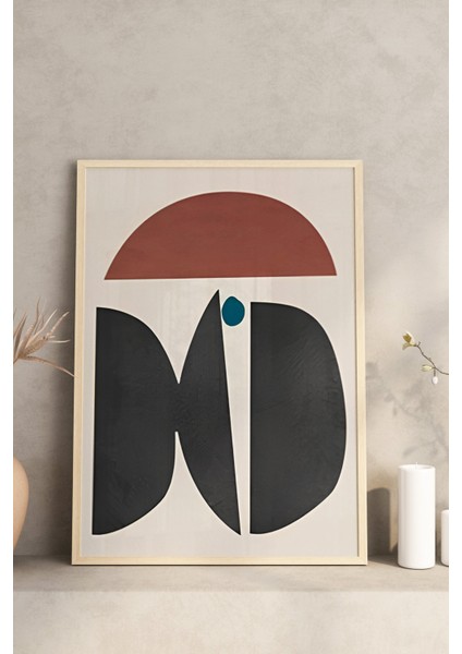 🧱 Modern Minimal Formlar – Tarçın, Kiremit ve Siyah Tonlarda 3’lü Çerçeveli Tablo Seti 🌿 CRV1135 23 x 32 modelleri