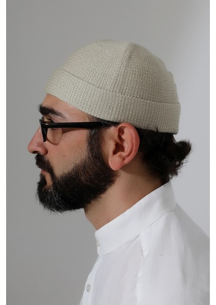 Katlamalı Sade Desen Kışlık Orlon Takke Şapka - Krem indirimleri