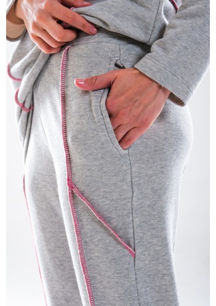 2278_KADIN Tesettür Homewear Eşofman Takımı – Bisiklet Yaka Sweat, Dikiş Detaylı, Havuç Fit Alt, 85 cm Tunik Boy modelleri