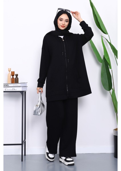 Siyah Kapüşonlu Modal Tunik Pantolonlu Takım fiyatları