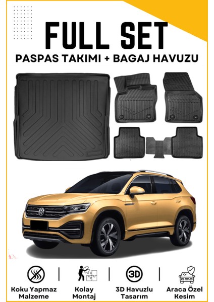 Volkswagen Tayron 2025 Model Üst Birebir Uyumlu Bagaj Havuzu+Paspas Seti