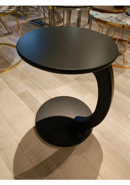 Tekerlekli Yan C Sehpa Koltuk sehpası Siyah sehpa