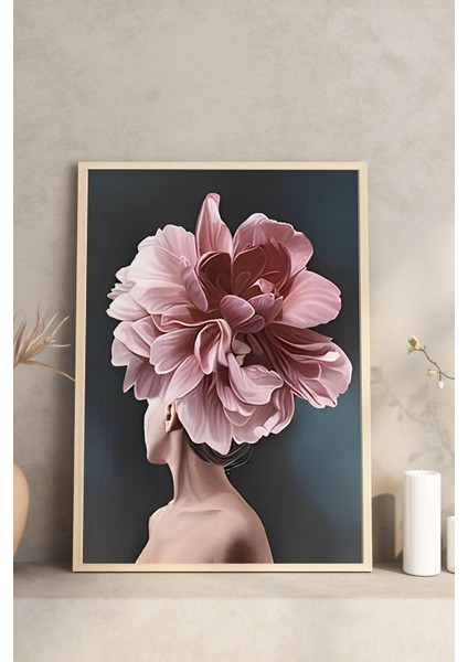 🌸 Çiçek Başlı Kadınlar Temalı Çerçeveli 3’lü Tablo Seti🌿 CRV1131 23 x 32 modelleri