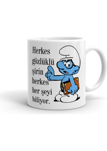 Gözlüklü Şirin Porselen Seramik Kupa Bardak