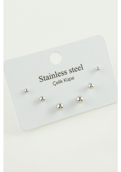 6 Adet Top Çelik Küpe