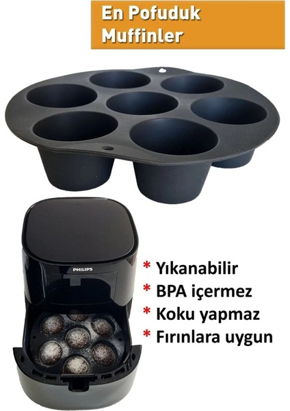 Airfryer Silikon Mini Muffin Yapışmaz Cupcake, Brownies, Pasta Kek Kalıbı