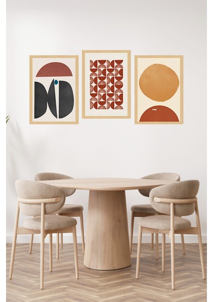 🟥 Geometrik Desenlerle Modern Dokunuş: 3'lü Çerçeve Görünümlü Tablo Seti🌟 CRVS1135 13 x 17 fiyatları