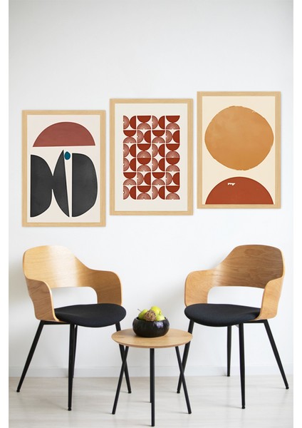🟥 Geometrik Desenlerle Modern Dokunuş: 3'lü Çerçeve Görünümlü Tablo Seti🌟 CRVS1135 13 x 17 modelleri