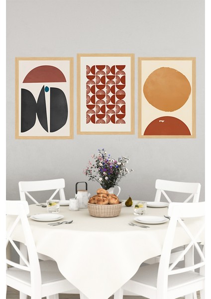 🟥 Geometrik Desenlerle Modern Dokunuş: 3'lü Çerçeve Görünümlü Tablo Seti🌟 CRVS1135 13 x 17 indirimleri