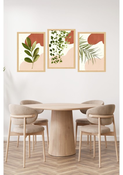 🌿 Bitki Desenli Modern Minimal 3’lü Çerçeve Görünümlü Tablo Seti 🌿 CRVS1129 13 x 17 fiyatları